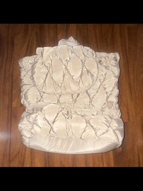 Quilted Cream Puffer Backpack